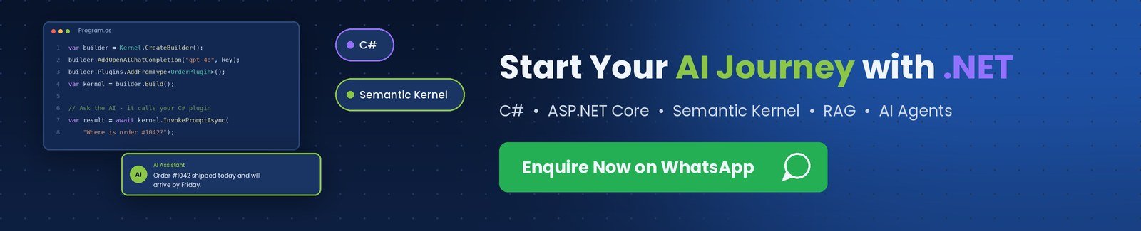 Start your AI journey with .NET and Semantic Kernel – enquire on WhatsApp, Code Nest Kharghar